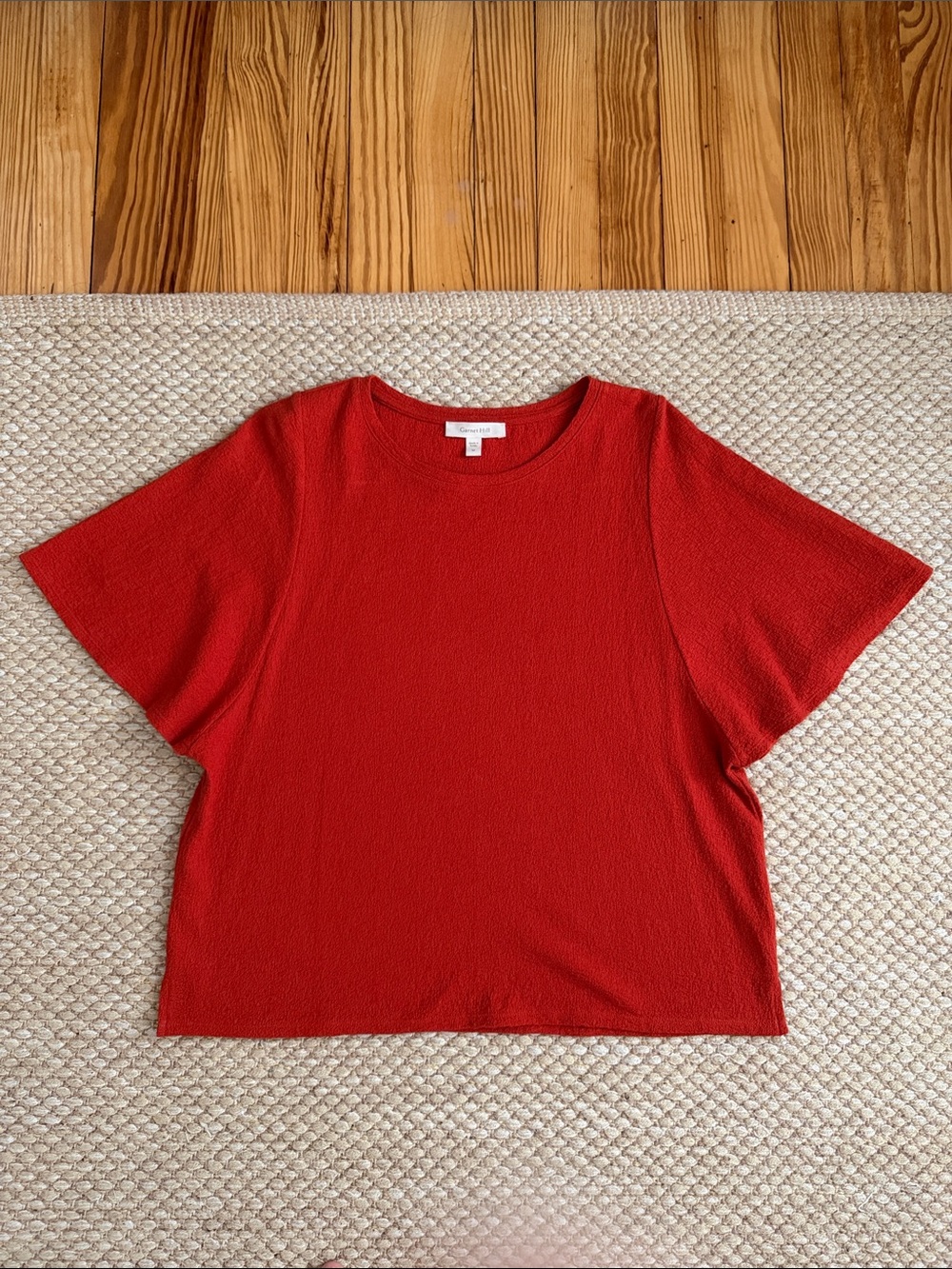 Garnet Hill flutter sleeve red top